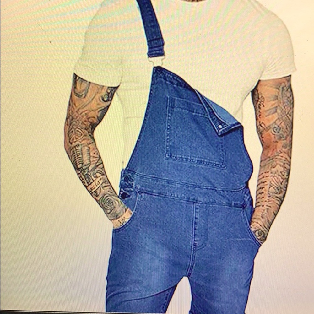 Men’s bib overalls denim short jean romper